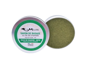 savon à raser au lait de chamelle chanvre ortie senteur cedre pin
